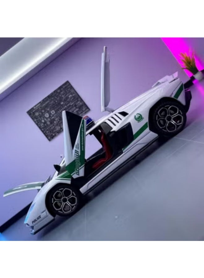 Alloy car model Dubai 1:24 Middle East police car sound and light recoil boy toy car model display item collection - Image 2