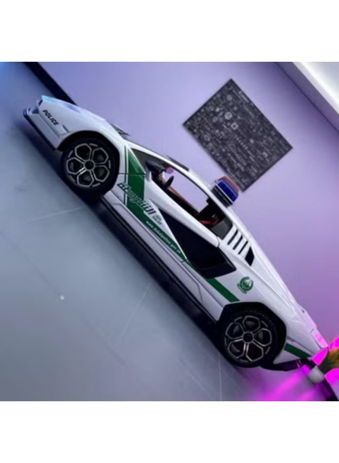 Alloy car model Dubai 1:24 Middle East police car sound and light recoil boy toy car model display item collection - Image 3