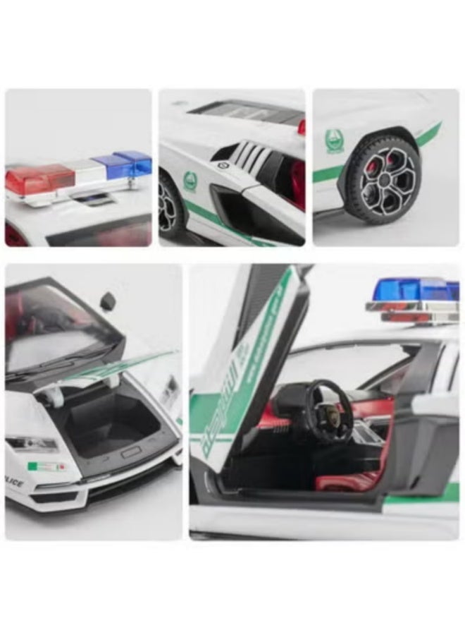 Alloy car model Dubai 1:24 Middle East police car sound and light recoil boy toy car model display item collection - Image 4