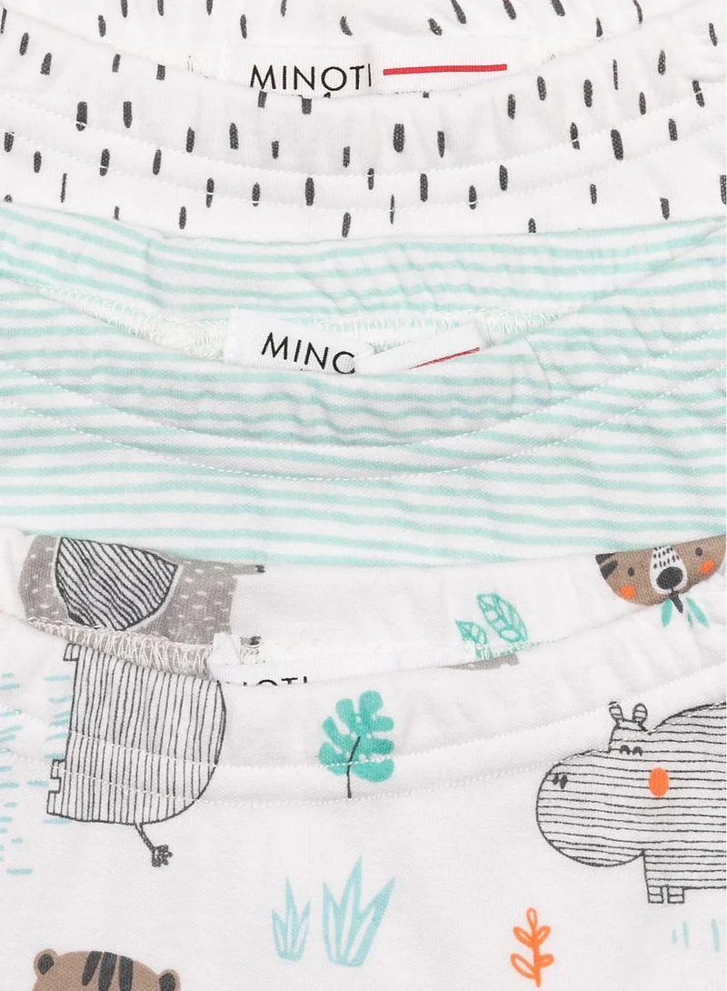 مينوتي ٣ بناطيل قطنية للأطفال بخصر مطاطي ونقشات لطيفة