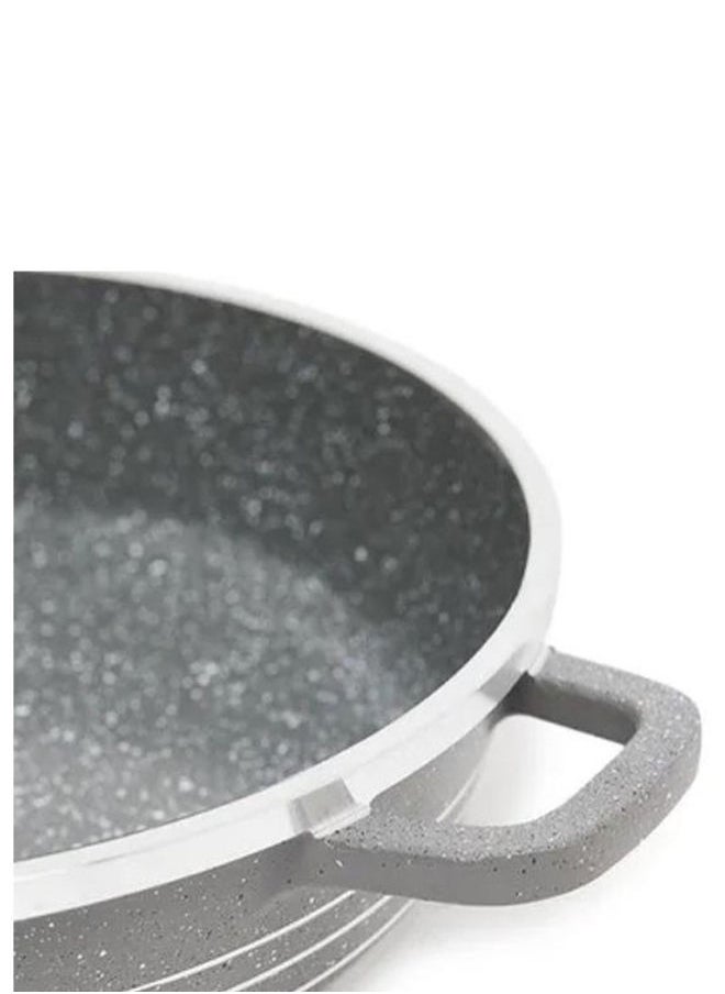 DESSINI - Ceramic Non Stick Shallow Cooking Pot With Glass Lid Grey 28cm - Image 1