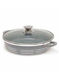 DESSINI Ceramic Non Stick Shallow Cooking Pot With Glass Lid Grey 28cm  - Image 2