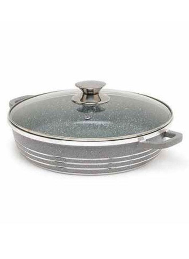 DESSINI - Ceramic Non Stick Shallow Cooking Pot With Glass Lid Grey 28cm - Image 1