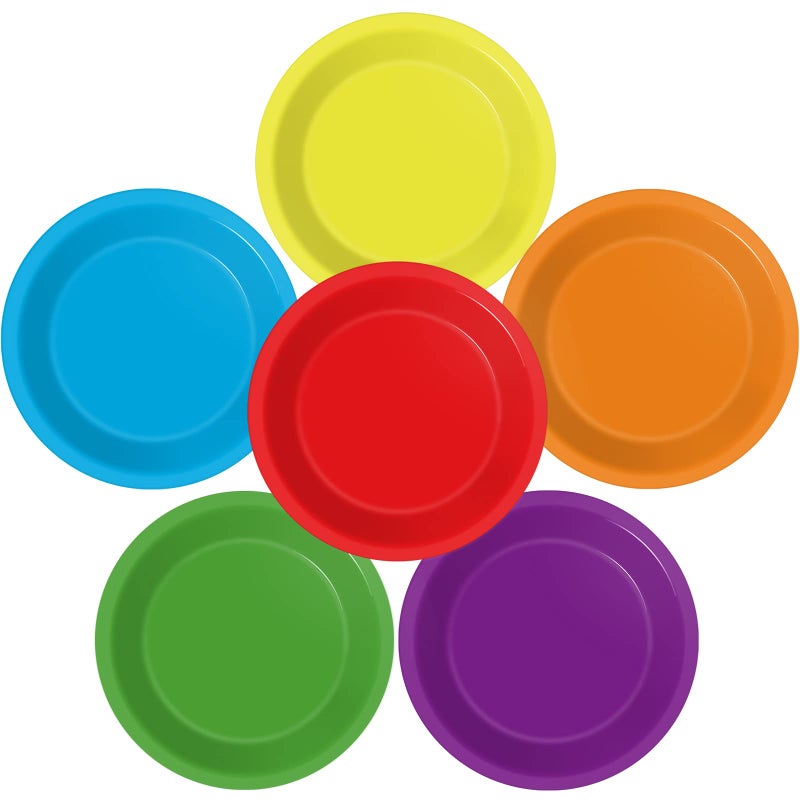 Wiooffen 48 Pcs Colorful Paper Plates  Birthday Party Supplies Colored Disposable Party Paper Tray Premium Dessert Cake Decorations for 48 Guests 7in Round