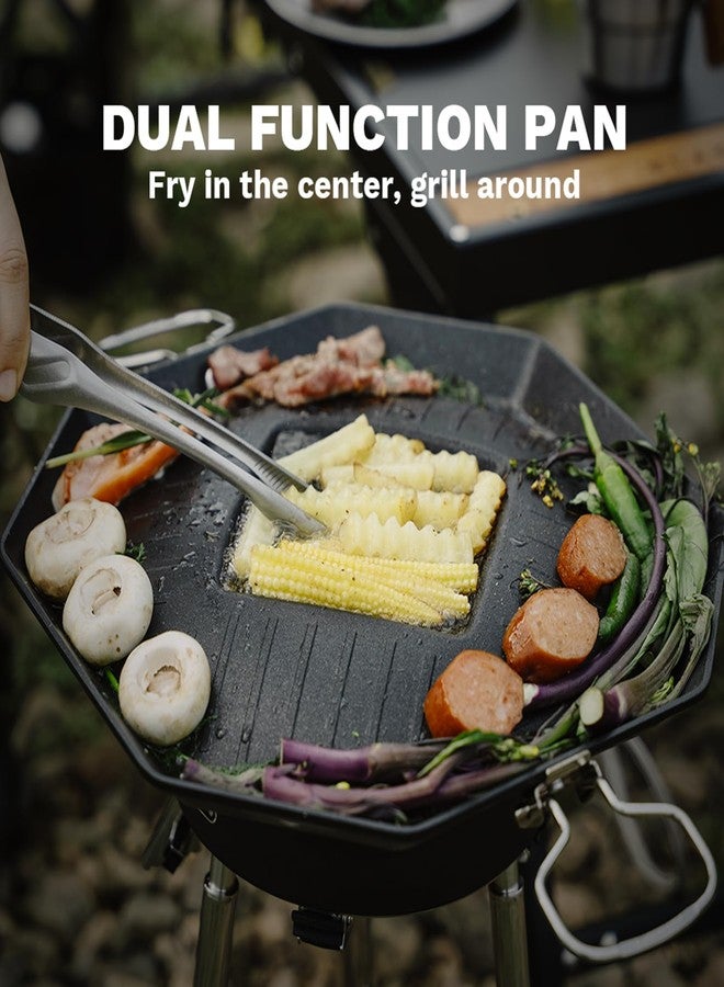 Fire-Maple SizzlePro Multi-Function Frying Pan - 11.9" Foldable Camping Griddle with Dual Cooking Zones, 2.2mm Thick Aluminum & Stainless Steel, Perfect for Group Camping, RV, etc - Image 2