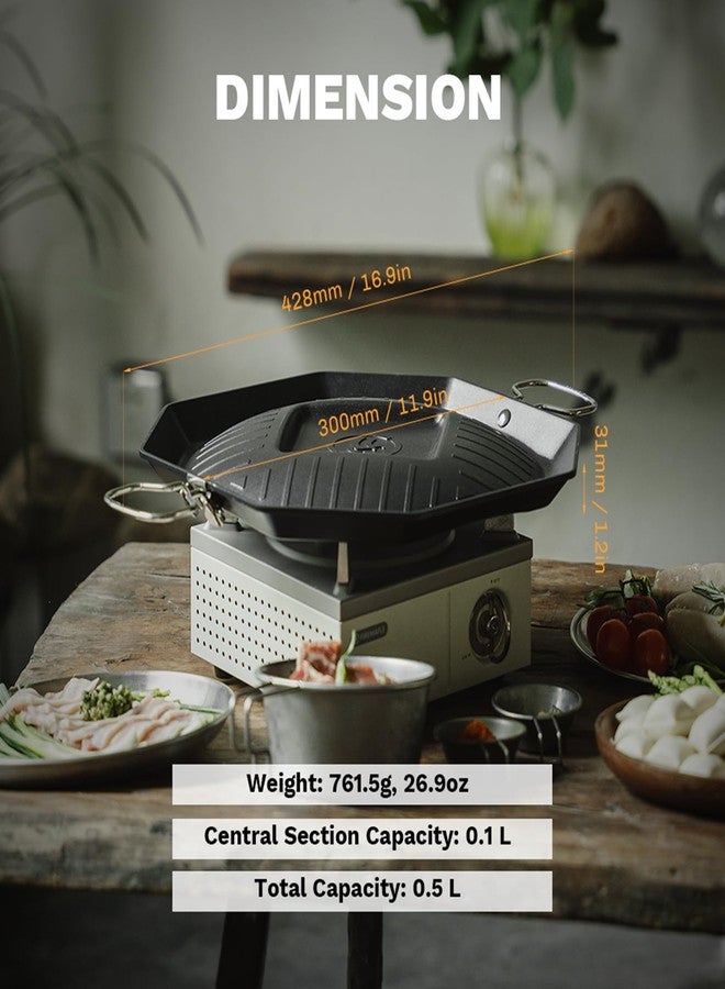 Fire-Maple SizzlePro Multi-Function Frying Pan - 11.9" Foldable Camping Griddle with Dual Cooking Zones, 2.2mm Thick Aluminum & Stainless Steel, Perfect for Group Camping, RV, etc - Image 3