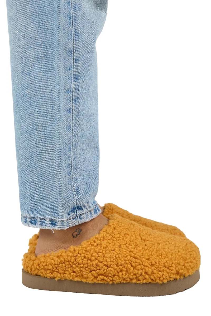 Manijero Manijero (Orlina) Women's Teddy Sabo Platform Slippers Mustard