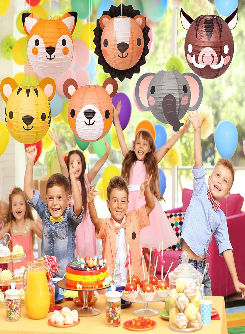 Excefore Animal Paper Lanterns Jungle Animal Hanging Lanterns 8Pcs for Birthday Parties Baby Showers Home Doorway Bedroom Ceiling Decor Party Decorations Barnyard Farm Lanterns Party Hanging Lanterns - Image 5