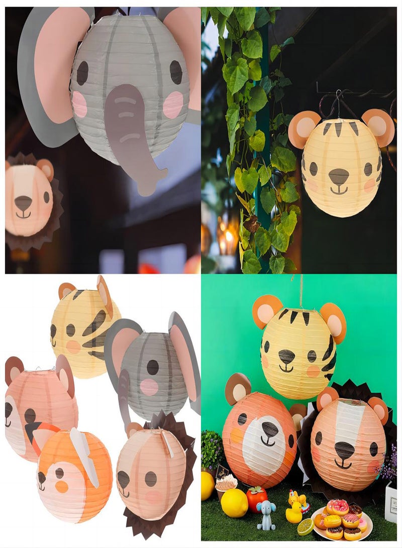 Excefore Animal Paper Lanterns Jungle Animal Hanging Lanterns 8Pcs for Birthday Parties Baby Showers Home Doorway Bedroom Ceiling Decor Party Decorations Barnyard Farm Lanterns Party Hanging Lanterns - Image 4