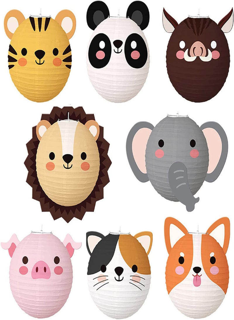 Excefore Animal Paper Lanterns Jungle Animal Hanging Lanterns 8Pcs for Birthday Parties Baby Showers Home Doorway Bedroom Ceiling Decor Party Decorations Barnyard Farm Lanterns Party Hanging Lanterns - Image 1