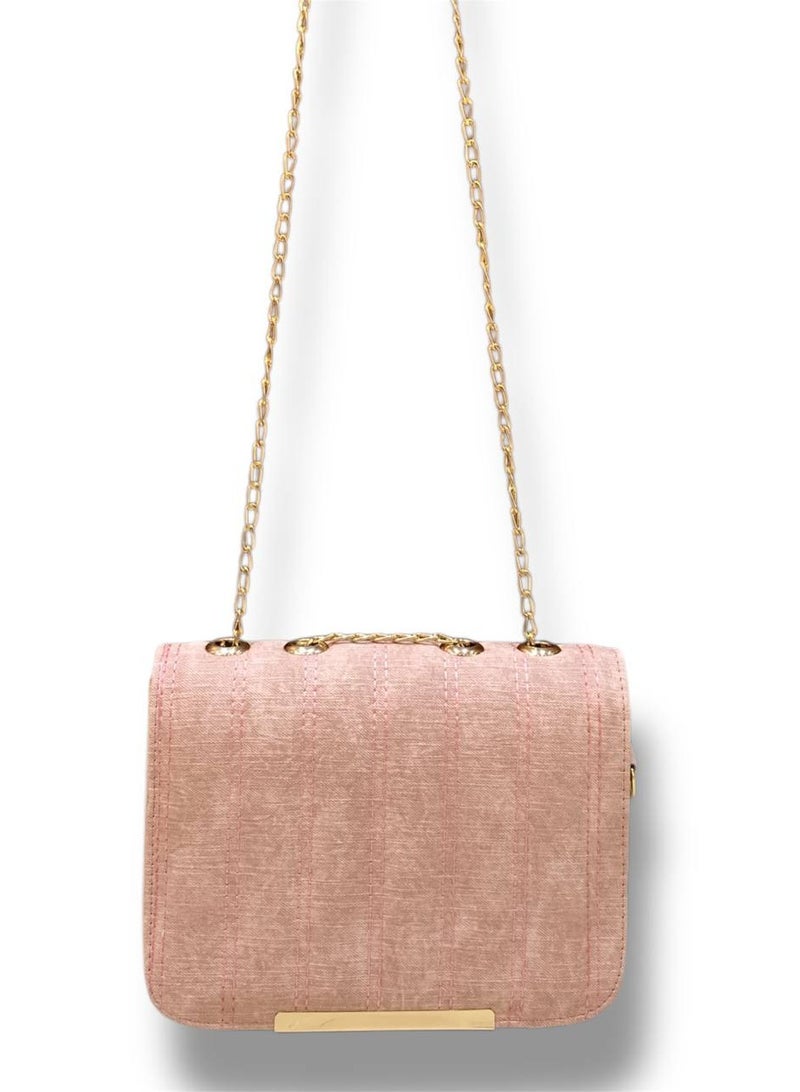 A Pink imported leather crossbody bag with elegant details and practical compartments.  - Image 2