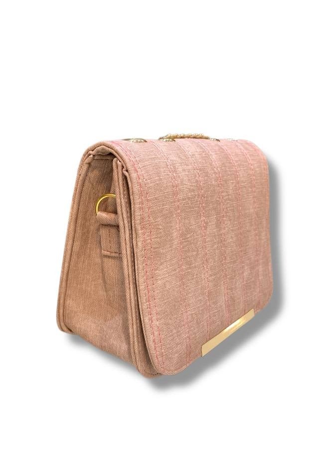 A Pink imported leather crossbody bag with elegant details and practical compartments.  - Image 3