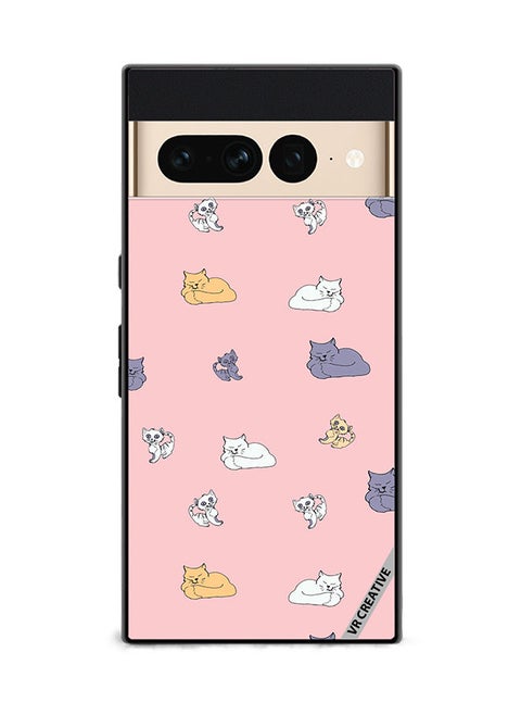 Protective Case Cover For Google Pixel 7 Pro Sleeping Cats And Playing Kittens Design Multicolour