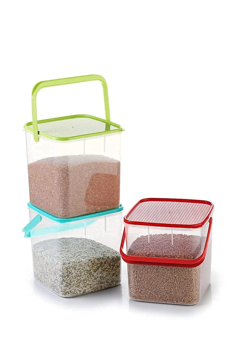 TECHNOWAYS SOLUTION Storage Container Set For Riceflourfood Grainkitchen Storage Air Tight Container With Handle 3 Kg Pack Of 2 Multicolor - Image 3