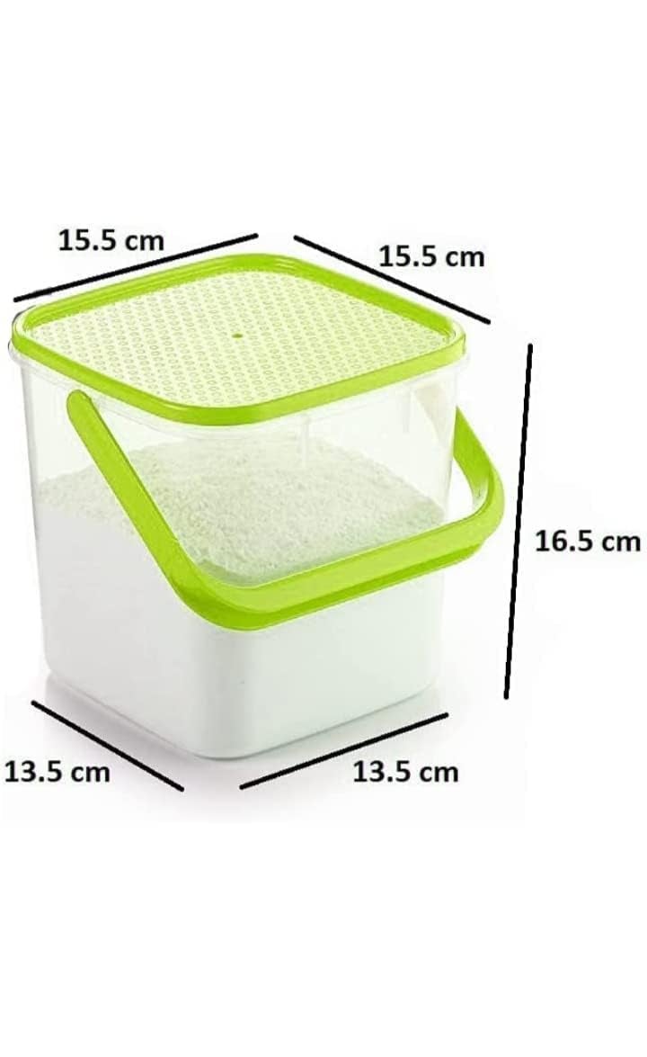 TECHNOWAYS SOLUTION Storage Container Set For Riceflourfood Grainkitchen Storage Air Tight Container With Handle 3 Kg Pack Of 2 Multicolor - Image 2