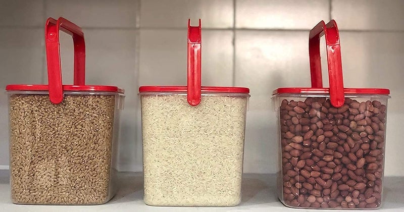 TECHNOWAYS SOLUTION Storage Container Set For Riceflourfood Grainkitchen Storage Air Tight Container With Handle 3 Kg Pack Of 2 Multicolor - Image 4