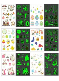 Generic Glow Temporary Tattoos for Kids, 288 Pieces Waterproof Mixed Style Cartoon Fake Tattoo, Glow in The Dark Fake Tattoos bunny, eggs Waterproof Temporary Tattoo Stickers  - Image 1