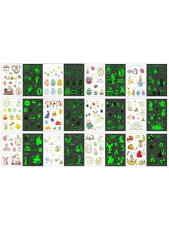 Generic Glow Temporary Tattoos for Kids, 288 Pieces Waterproof Mixed Style Cartoon Fake Tattoo, Glow in The Dark Fake Tattoos bunny, eggs Waterproof Temporary Tattoo Stickers  - Image 2