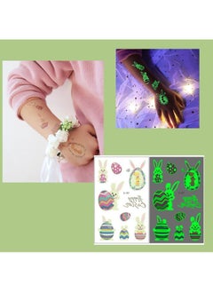 Generic Glow Temporary Tattoos for Kids, 288 Pieces Waterproof Mixed Style Cartoon Fake Tattoo, Glow in The Dark Fake Tattoos bunny, eggs Waterproof Temporary Tattoo Stickers  - Image 4