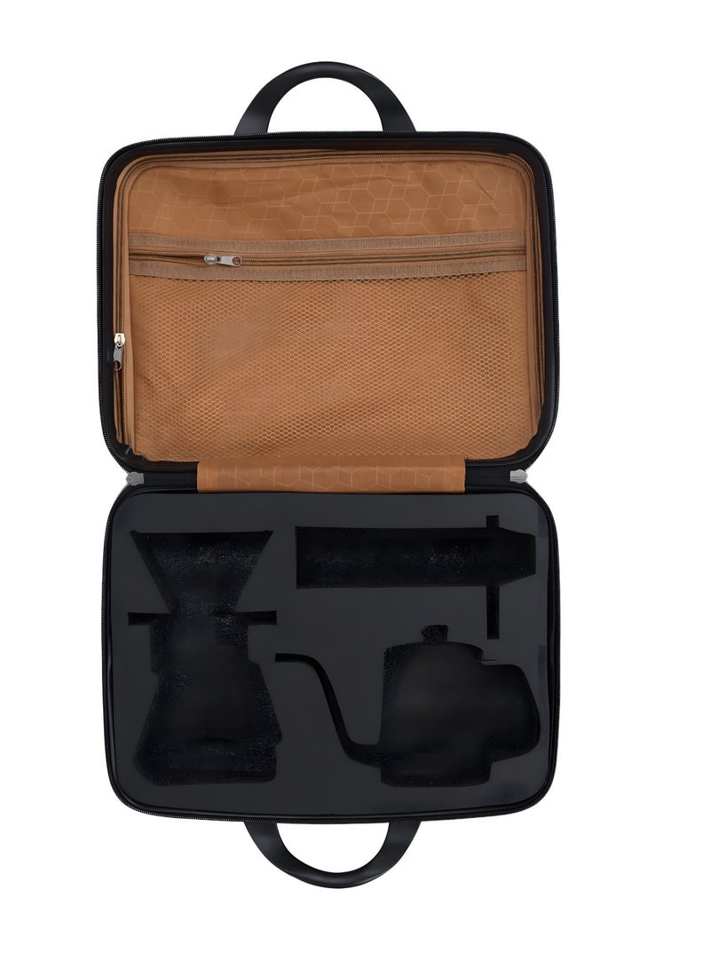 A Empty V60 Bag of Coffee Set, Detachable Inner Pearl Cotton for Multipurpose, Travel bag for Makeup Kit Storage (Only Bag) Black  - Image 4