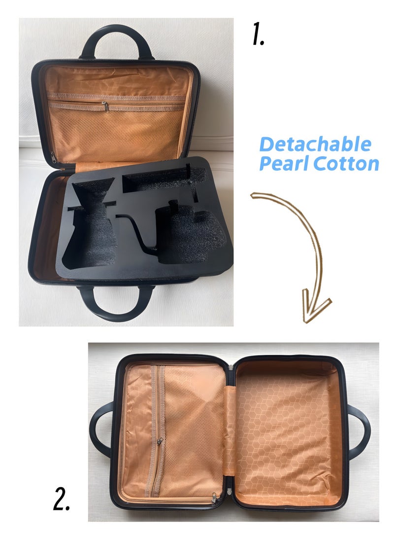 A Empty V60 Bag of Coffee Set, Detachable Inner Pearl Cotton for Multipurpose, Travel bag for Makeup Kit Storage (Only Bag) Black  - Image 5