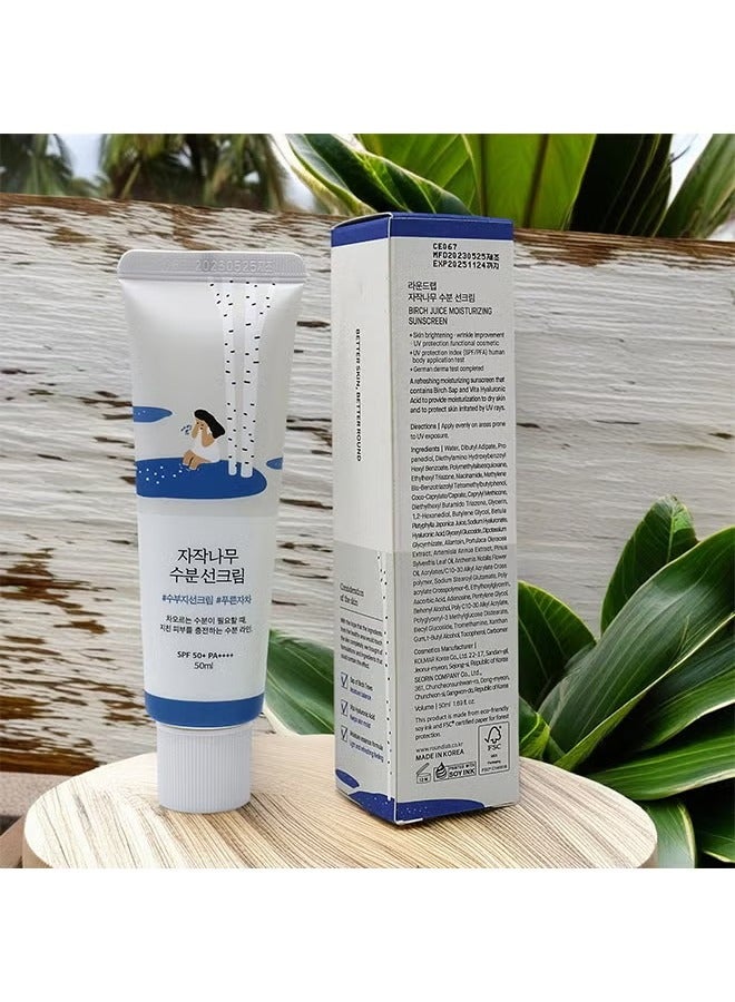ROUND LAB Birch Juice Moisturizing Sunscream, Protective Oil Control Cream For All-Skin Types, Contain Chemical Sun Blocks (SPF50+ PA++++) To Protect Skin From UV Rays, Moisturizing Sunscreen Cream - Image 3