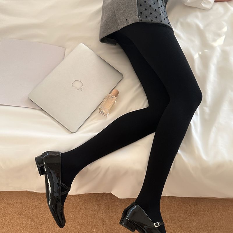 Single Layer Black Leggings Women'S Velvet Slight Pressure Slimming Pantyhose Fleece-Lined Thickened Warm Outer Wear Pantyhose - Image 5