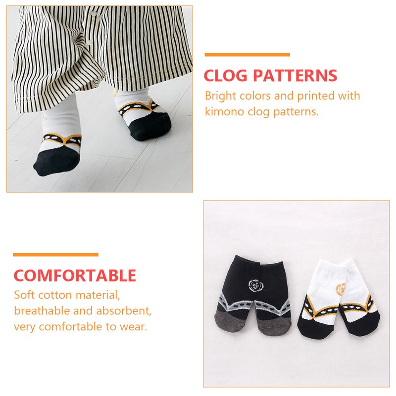 2 Pairs Kids Socks Kimono Clog Pattern Socks Breathable Socks Skid Proof Socks - Image 3