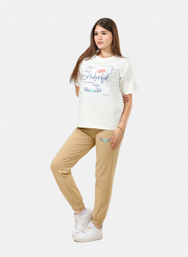 ريمينت بيجاما للبنات برسمة رائع ابيض داكن - Image 3