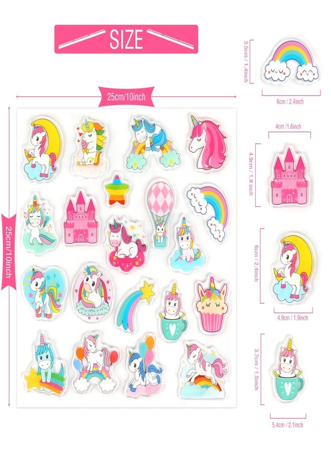 Tevxj 20 PCS Unicorn Thick Gel Clings Unicorn Rainbow Window Gel Clings Decals Stickers for Kids Toddlers and Adults Home Airplane Classroom Nursery Party Supplies Decorations Removable and Reusable - Image 2