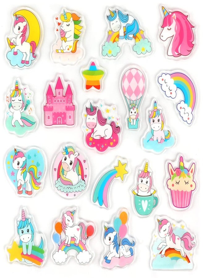 Tevxj 20 PCS Unicorn Thick Gel Clings Unicorn Rainbow Window Gel Clings Decals Stickers for Kids Toddlers and Adults Home Airplane Classroom Nursery Party Supplies Decorations Removable and Reusable - Image 1