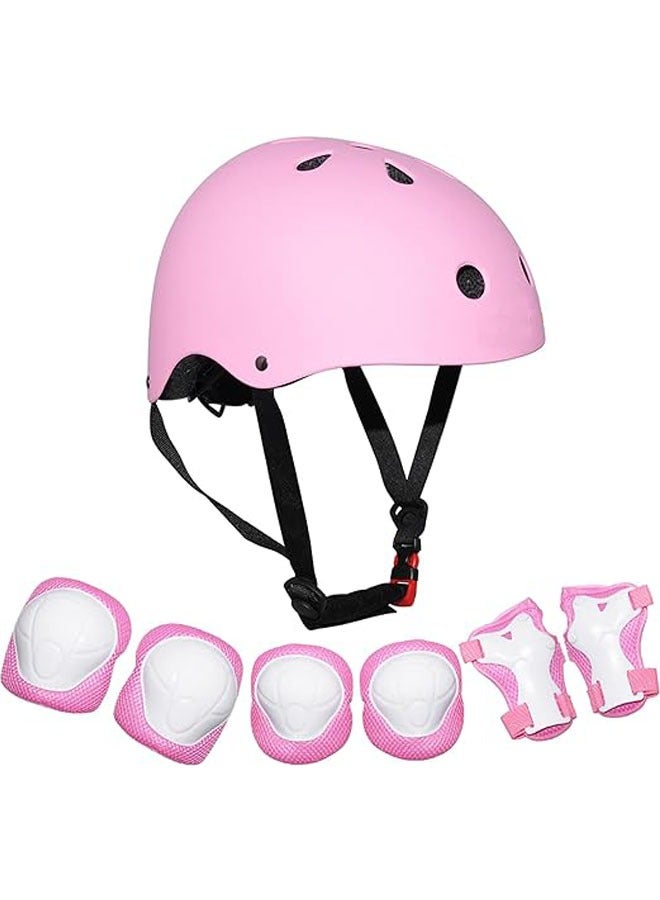 Arabest Kids Bike Helmet,Pink Beetle Toddler Helmet for Ages 3-12 Boys Girls with Sports Protective Gear Set Knee Elbow Wrist Pads for Rollerblading Bicycle Skateboard Scooter - Image 1