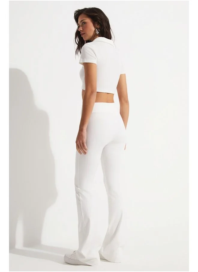 جون June Flare Trouser Tight White