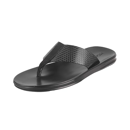 Mochi Men Black Casual Synthetic Leather Chappal UK/9 EU/43 (16-803) - Image 1