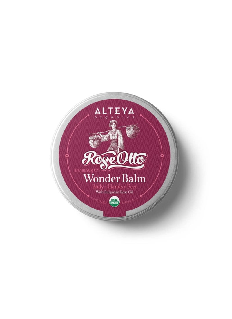 Alteya Organics - Alteya Organics Wonder Balm Rose 3 Oz90g  USDA Certified Organic Pure Natural Treatment for Body Hands and Feet  Based Bulgarian Rose Otto Essential Oil - Image 1
