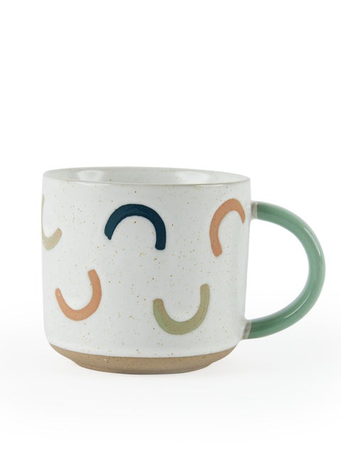 Prickly Pear Rainbow Mug with Green Handle 350ml - Bright and Fun Mug for Your Morning Drink