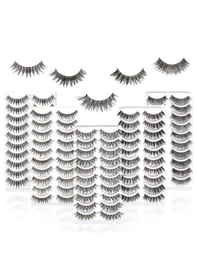 MUSELASH 50 Pairs 5 Styles MUSELASH False eyelashes set professional 100% Handmade natural, glamorous, demi wispies, wispies, volume multipacks, cotton band, 10 Pairs Eyes Lashes Each Style… - Image 1