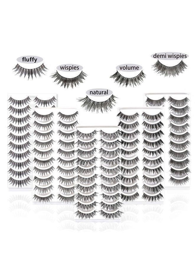 MUSELASH 50 Pairs 5 Styles MUSELASH False eyelashes set professional 100% Handmade natural, glamorous, demi wispies, wispies, volume multipacks, cotton band, 10 Pairs Eyes Lashes Each Style… - Image 5
