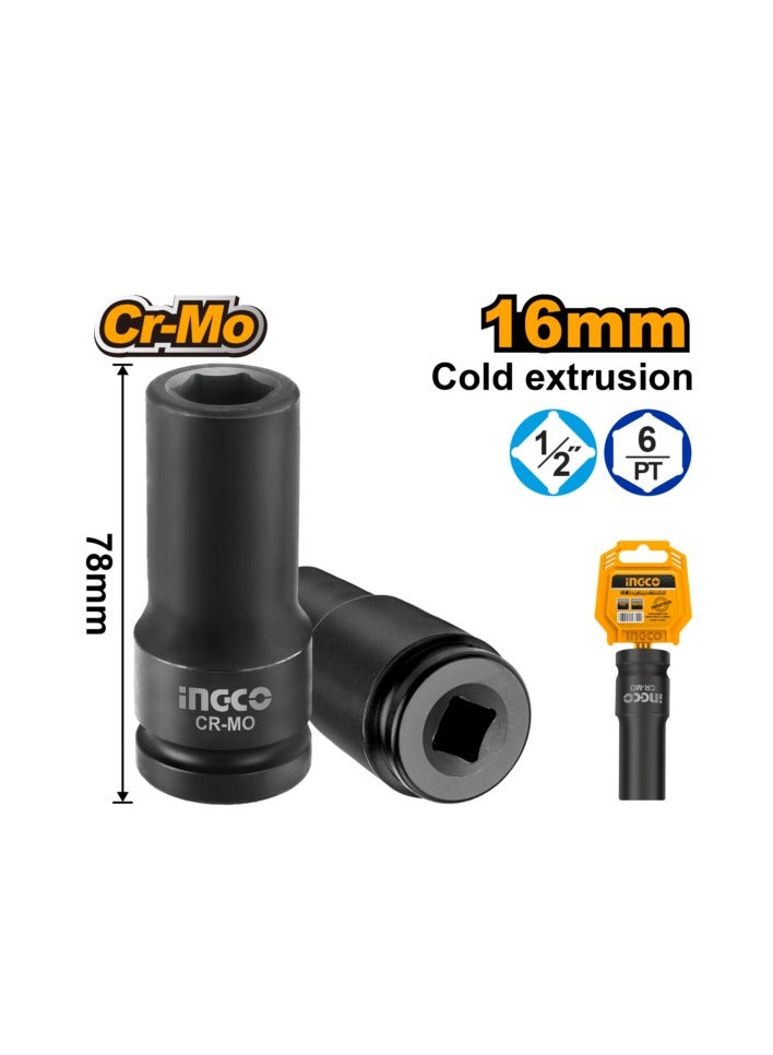 إنجكو سوكت صدمات عميق 16 ملم، 1/2 إنش من INGCO – الموديل: HDIS12161L - Image 2
