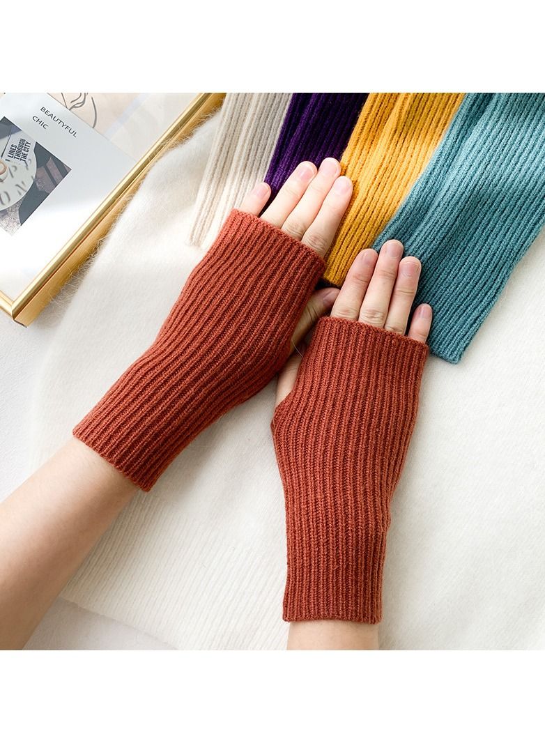 Loquat Fingerless Knitting Cotton Polyester Gloves Sleeves 