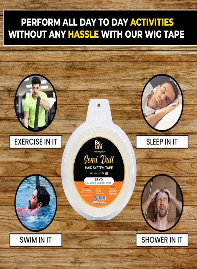 Beuni Semi Dull Hair Patch Tape For Men - Super Ultra Hold Up To 2-4 Weeks | No Shine Tape For Hair Patch | Waterproof Wig Tape For Men | Skin Safe, Non-Allergic, Medical Grade Material | 36 Yrd - Image 4