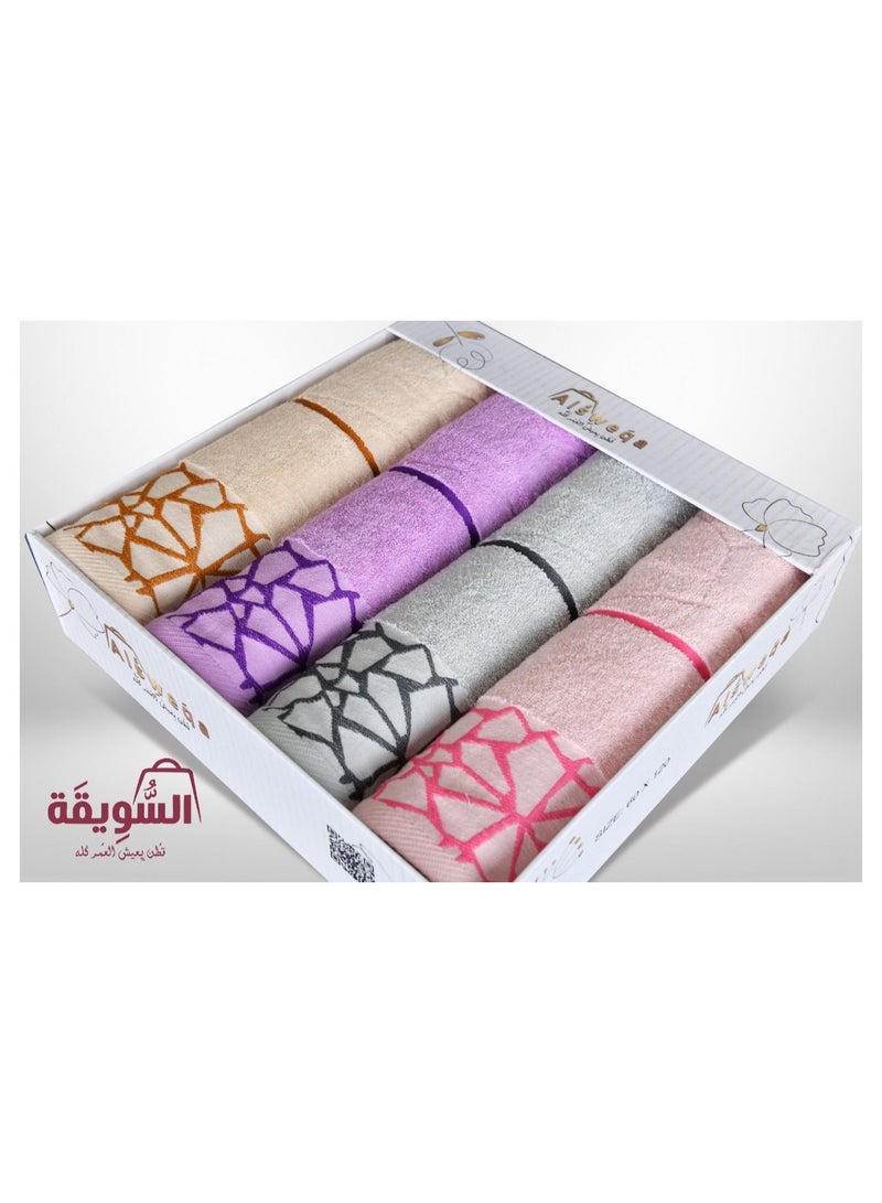4 pcs Alsweqa Bath Towel Set 100% Pure Egyption Cotton Premimum Quality Home Collection , Light Grey,Cream,Maroon,Light Purple - Image 1