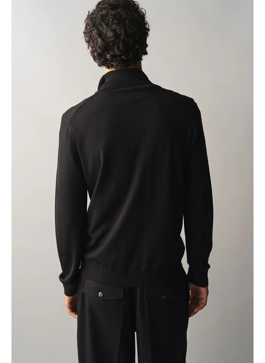 اتش اند ام Slim Fit Zip-Through Merino Wool Cardigan