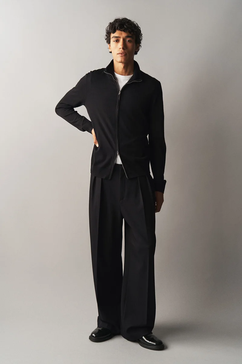 اتش اند ام Slim Fit Zip-Through Merino Wool Cardigan