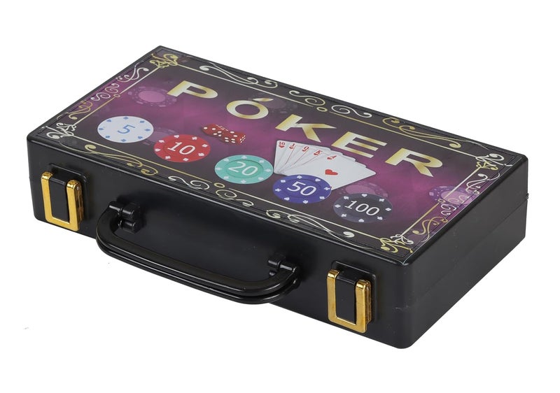 KNK طقم رقائق البوكر 6+ سنوات مع حقيبة، لعبة ورق وإكسسوارات بجودة كازينو لليالي الألعاب (100 قطعة من رقائق البوكر) - Image 5
