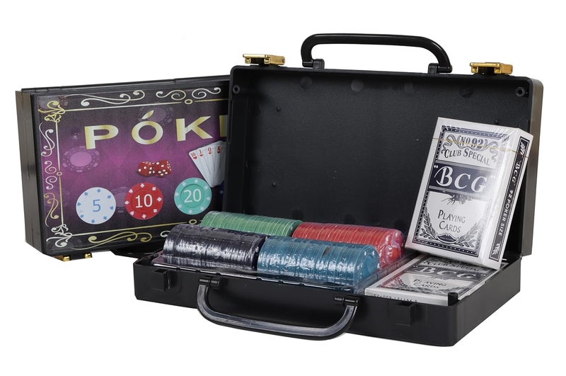 KNK طقم رقائق البوكر 6+ سنوات مع حقيبة، لعبة ورق وإكسسوارات بجودة كازينو لليالي الألعاب (100 قطعة من رقائق البوكر) - Image 1