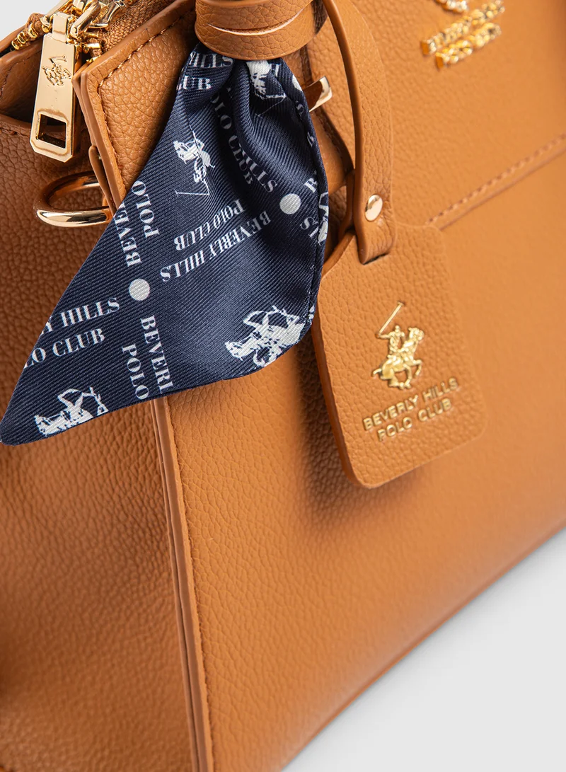 BEVERLY HILLS POLO CLUB Scarf Detail Satchel Bag