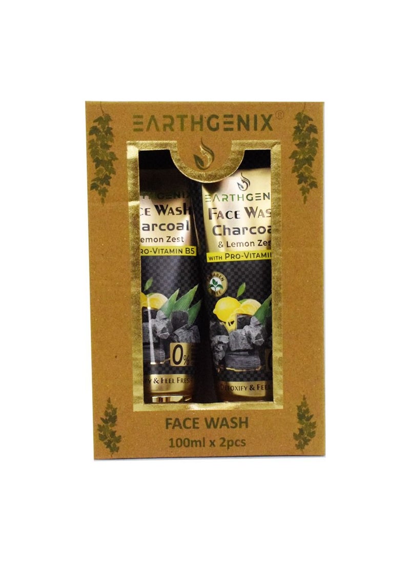 Earthgenix Pack Of 2 Charcoal And Lemon Zest Face Wash 100Ml  - Image 1