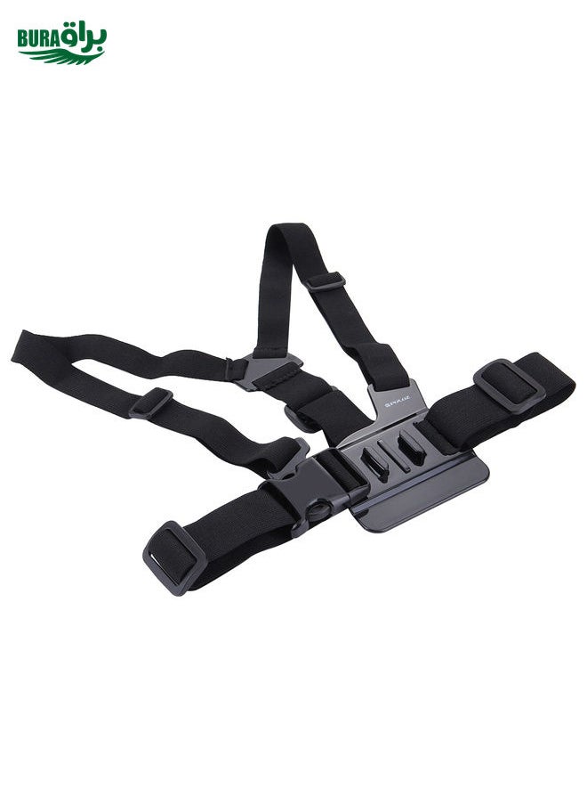BURAQ - PULUZ Adjustable Body Mount Belt Chest Strap with J Hook Mount & Long Screw for GoPro, Insta360, DJI and Other Action Cameras - Image 1