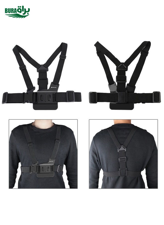 BURAQ - PULUZ Adjustable Body Mount Belt Chest Strap with J Hook Mount & Long Screw for GoPro, Insta360, DJI and Other Action Cameras - Image 1